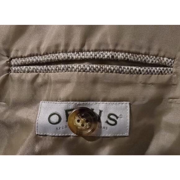 Orvis Lt Brown Tweed Wool Blazer Mandarin Collar Size L Women Button Up Made USA - Picture 8 of 8